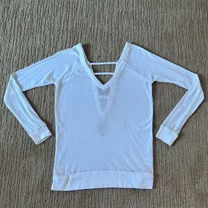 Chaser White Ribbed Long Sleeve Tshirt